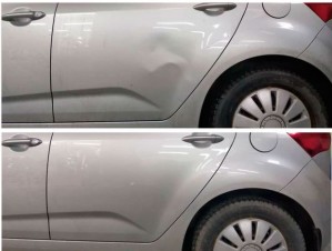 Удаление вмятин на двери авто без покраски в СПб